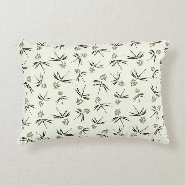 Budding Green Branches on cream - seamless pattern Decorative Cushion (Front)