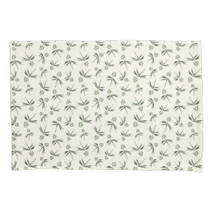 Budding Green Branches on cream - seamless pattern Pillowcase