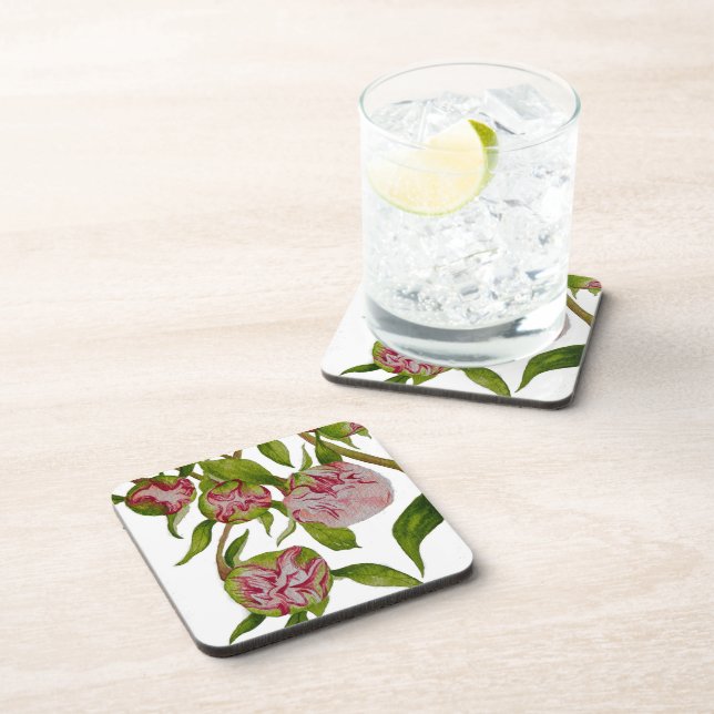 Budding peonies on Coasters (Right Side)