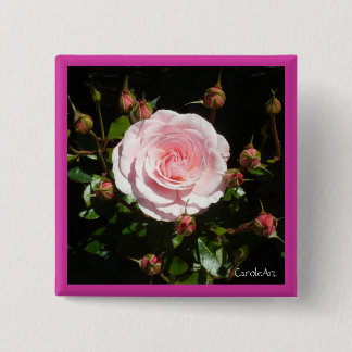 Budding Pink Rose Buds 15 Cm Square Badge