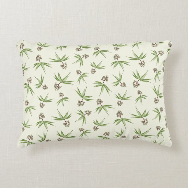 Budding Red Branches on cream - seamless pattern. Decorative Cushion (Front)