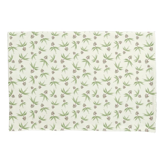 Budding  Red Branches on cream - seamless pattern. Pillowcase (Front)
