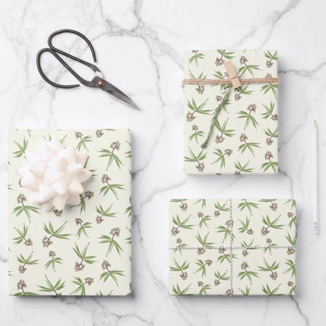 Budding Red Branches on cream - seamless pattern. Wrapping Paper Sheet (Front)