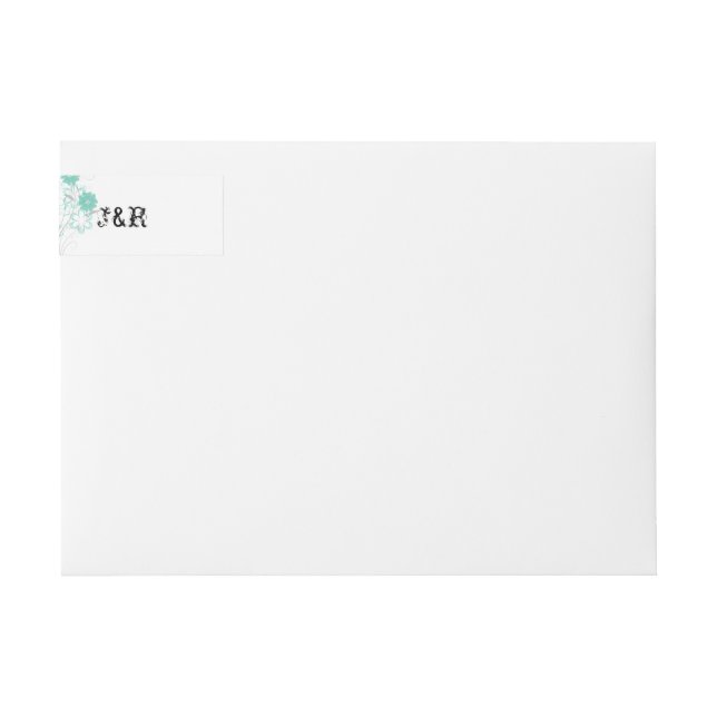 Budding Romance in Aqua Wedding Wrap Around Label (Front)
