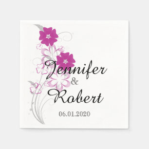 Budding Romance in Fuchsia Wedding Napkin