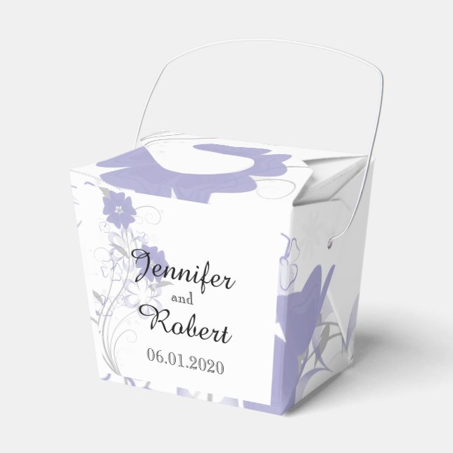 Budding Romance in Lavender Wedding Favour Box (Front Side)