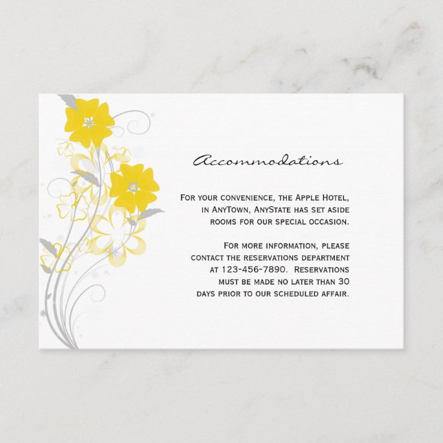 Budding Romance in Yellow Wedding Insert (Front)