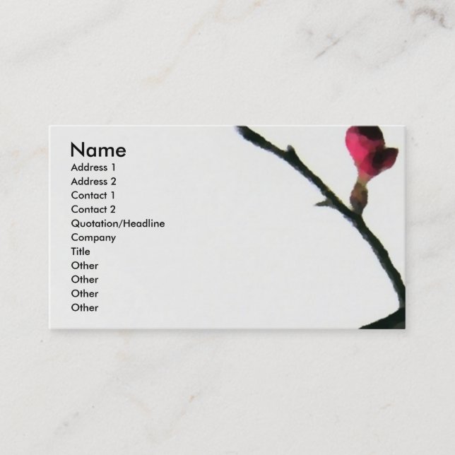 Budding Then Blooming/ Oriental Zen Floral Design Business Card (Front)