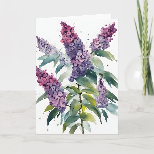 Buddleia - Watercolor flowers Card (Front)