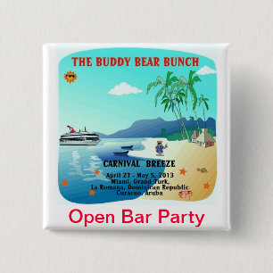 Buddy Bears Open Bar Party 15 Cm Square Badge