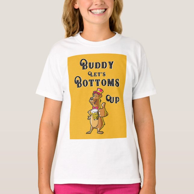 Buddy Let's Bottoms Up International 4 August Beer T-Shirt (Front)