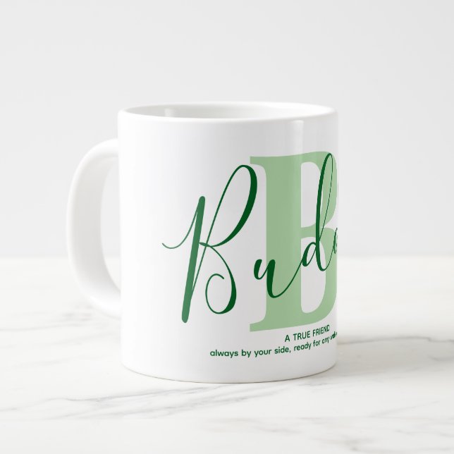 Buddy Name Meaning Monogram Dog Owner Large Coffee Mug (Front Left)