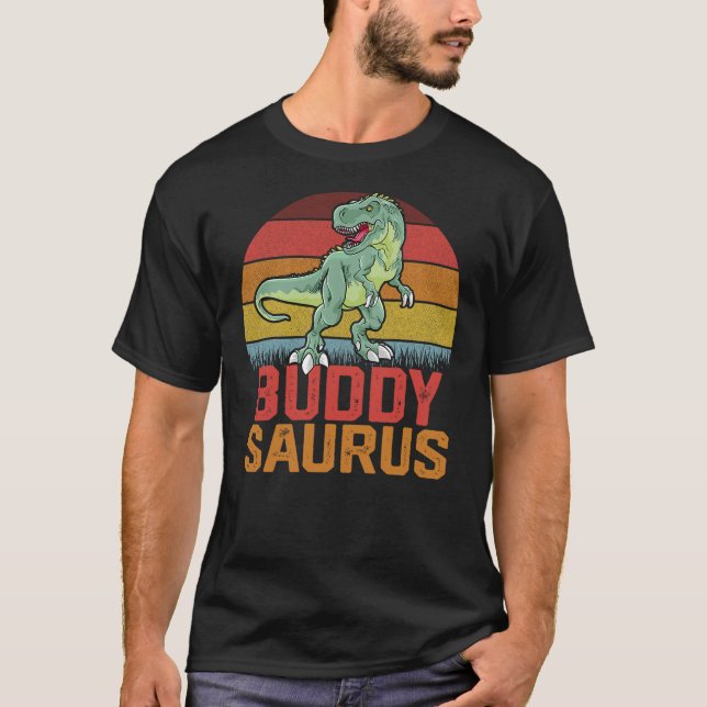 Buddy Saurus Grandpa Dinosaur Family Matching Fath T-Shirt (Front)