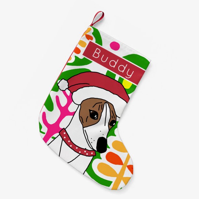 Buddy the Christmas Whippet Small Christmas Stocki Small Christmas Stocking (Front (Hanging))
