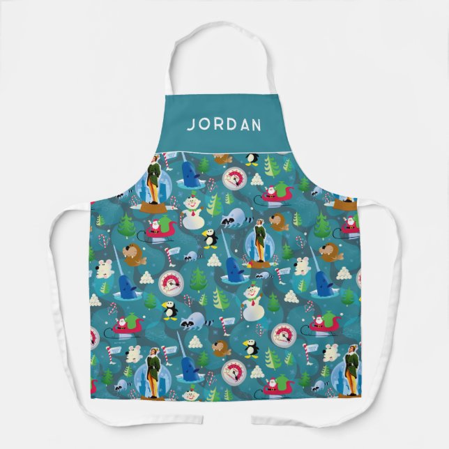 Buddy the Elf and Characters Teal Pattern Apron (Front)