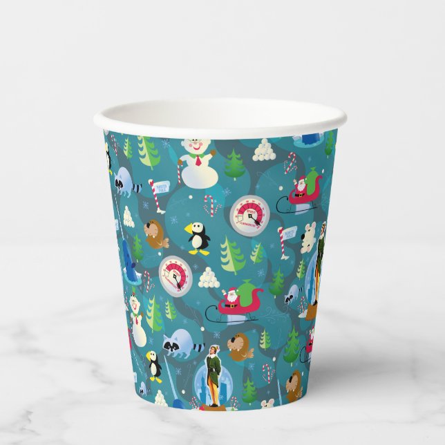 Buddy the Elf and Characters Teal Pattern Paper Cups (Front)
