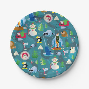 Buddy the Elf and Characters Teal Pattern Paper Plate