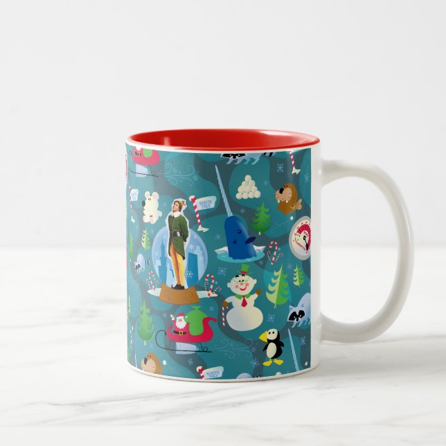 Buddy the Elf and Characters Teal Pattern Two-Tone Coffee Mug (Right)