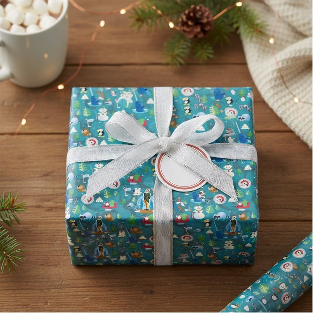 Buddy the Elf and Characters Teal Pattern Wrapping Paper Sheet (Creator Uploaded)