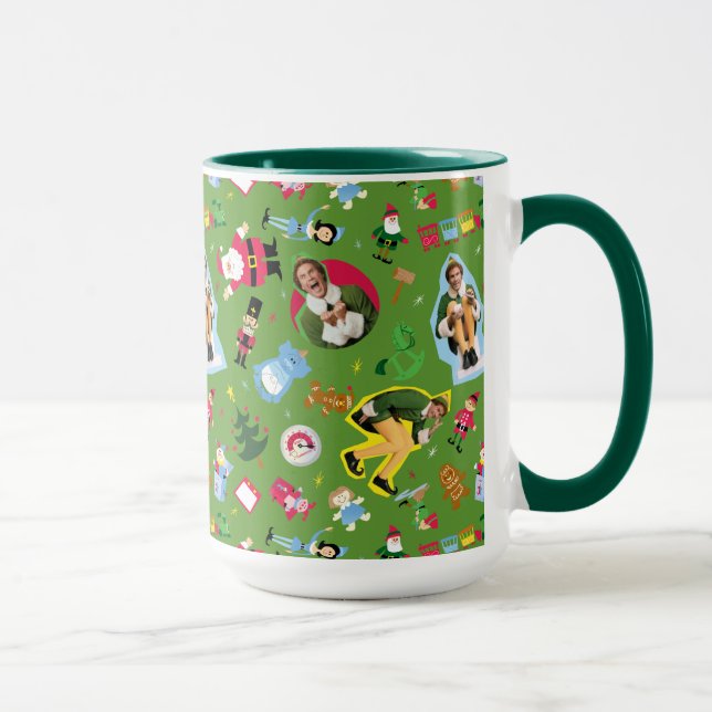 Buddy the Elf and Christmas Icons Pattern Mug (Right)