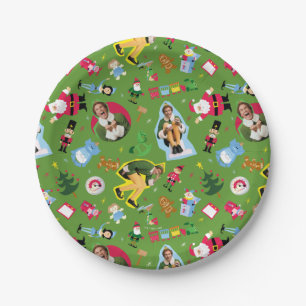Buddy the Elf and Christmas Icons Pattern Paper Plate