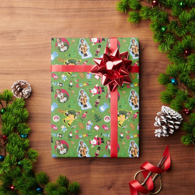 Buddy the Elf and Christmas Icons Pattern Wrapping Paper (Holiday Gift)