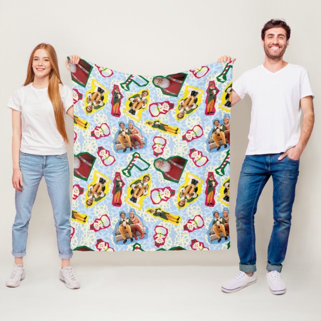 Buddy the Elf and Santa North Pole Pattern Fleece Blanket (In Situ)