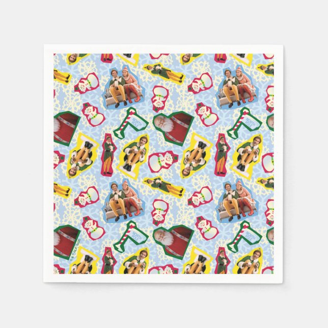 Buddy the Elf and Santa North Pole Pattern Napkin (Front)