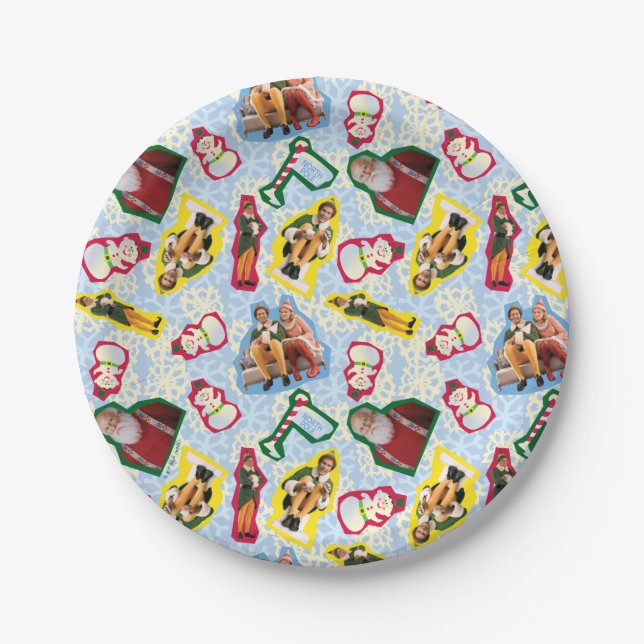Buddy the Elf and Santa North Pole Pattern Paper Plate (Front)