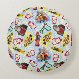 Buddy the Elf and Santa North Pole Pattern Round Cushion