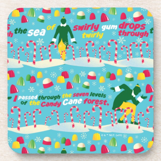 Buddy the Elf Candy Pattern Coaster (Front)