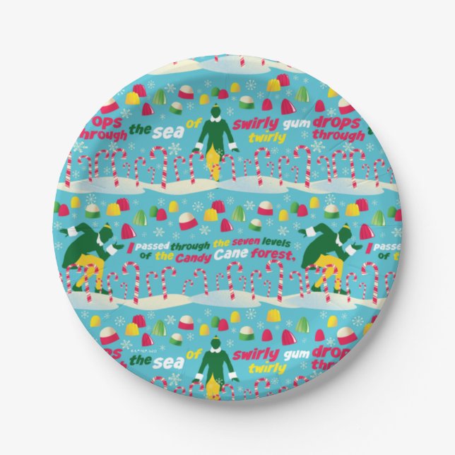 Buddy the Elf Candy Pattern Paper Plate (Front)