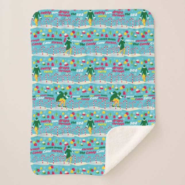 Buddy the Elf Candy Pattern Sherpa Blanket (Front)