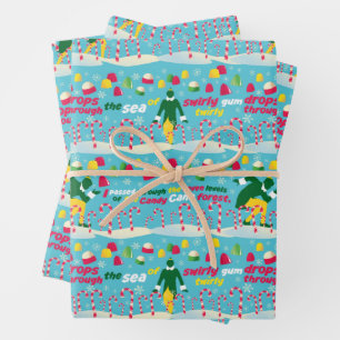 Buddy the Elf Candy Pattern Wrapping Paper Sheet