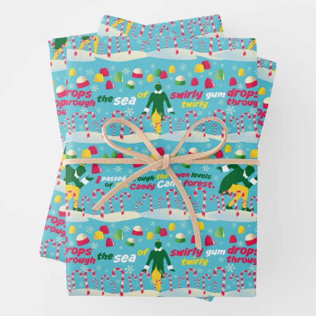 Buddy the Elf Candy Pattern Wrapping Paper Sheet (In situ)