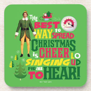 Buddy the Elf   Christmas Cheer Graphic Quote Coaster