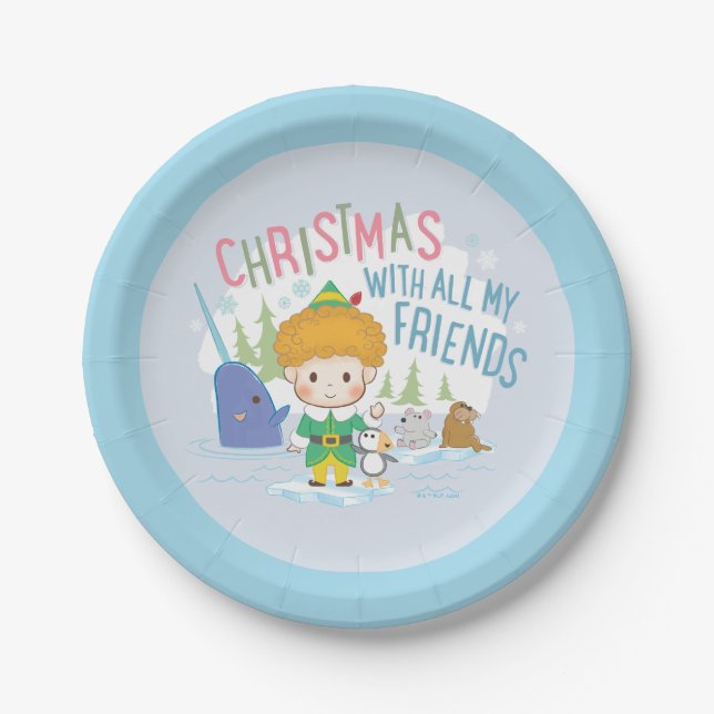 Buddy the Elf Christmas With All My Friends Paper Plate (Front)