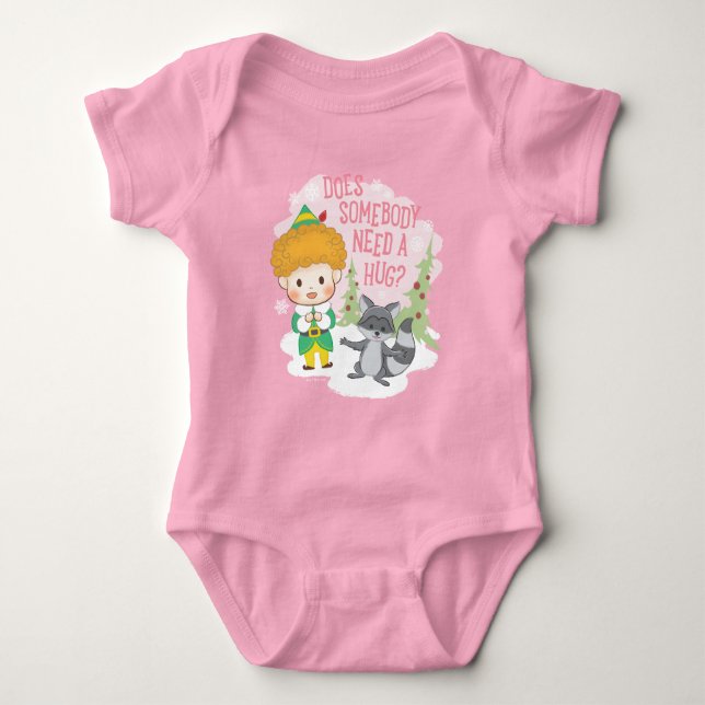 Buddy the Elf Does Somebody Need a Hug? Baby Bodysuit (Front)