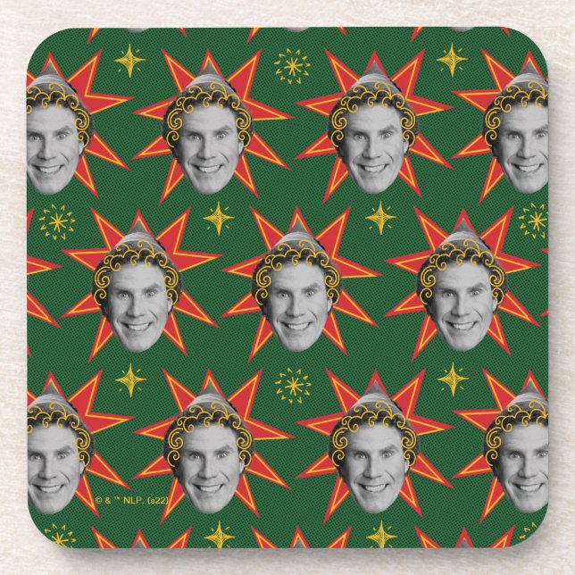 Buddy the Elf Emotions Pattern Coaster (Front)