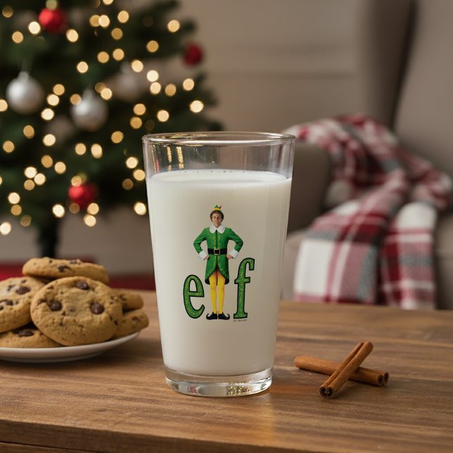 Buddy the Elf Movie Logo Glass (Glass simulated on table)