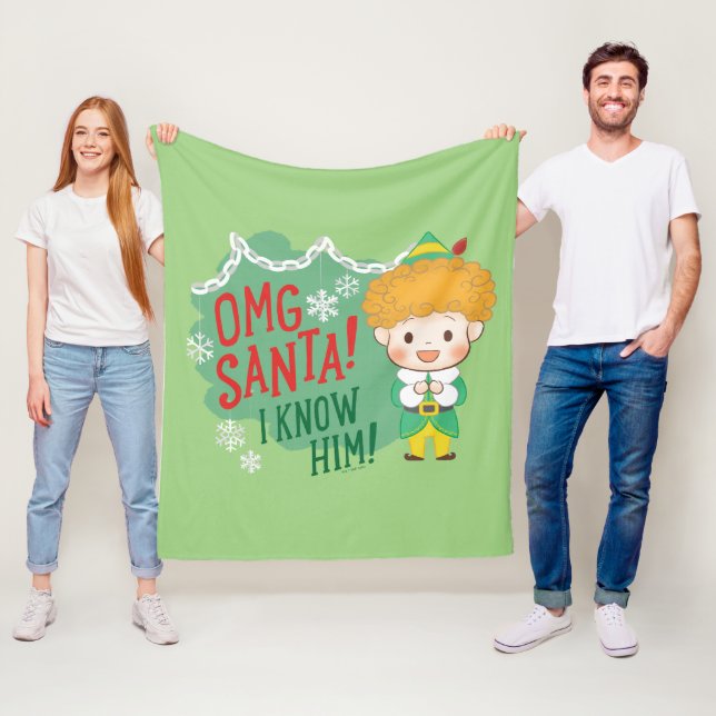 Buddy the Elf OMG Santa! I Know Him! Fleece Blanket (In Situ)