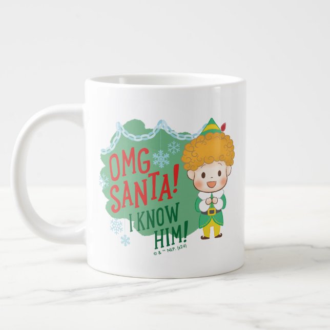 Buddy the Elf OMG Santa! I Know Him! Large Coffee Mug (Left)