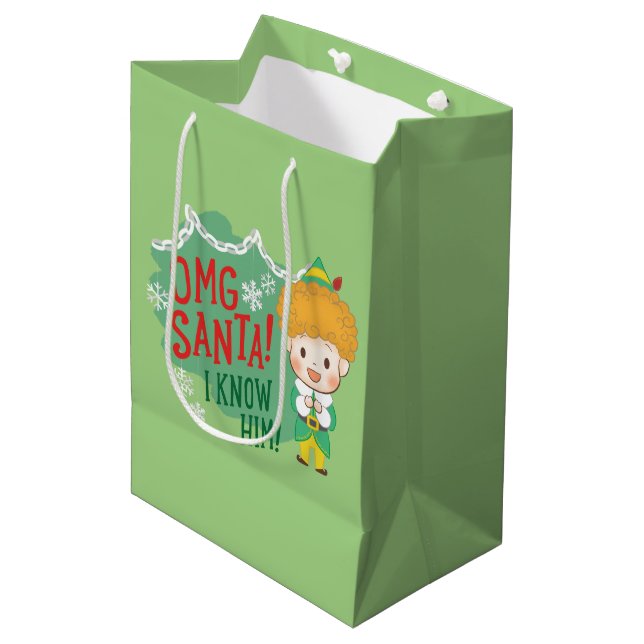 Buddy the Elf OMG Santa! I Know Him! Medium Gift Bag (Front Angled)