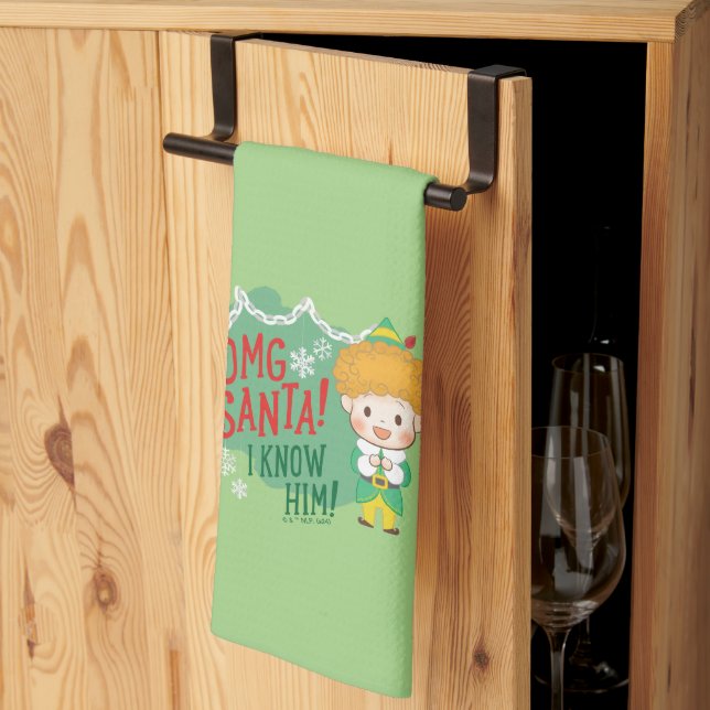 Buddy the Elf OMG Santa! I Know Him! Tea Towel (Thirds Fold)