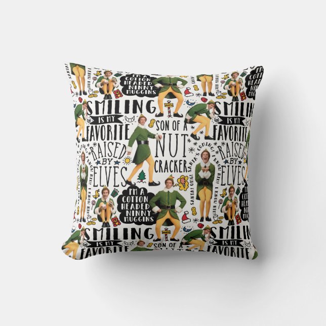 Buddy the Elf Quote Pattern Cushion (Front)