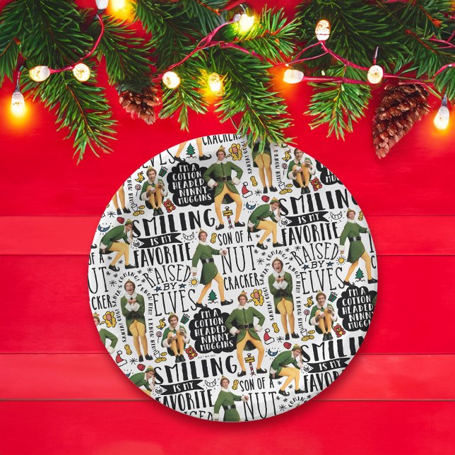 Buddy the Elf Quote Pattern Paper Plate (Plate on table)