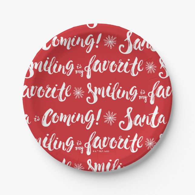 Buddy the Elf | Smiling is my Favorite Pattern Paper Plate (Front)