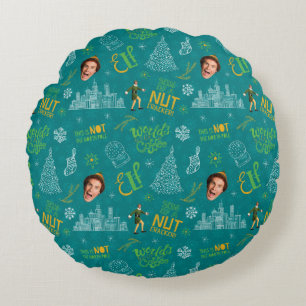Buddy the Elf Teal Quote Pattern Round Cushion
