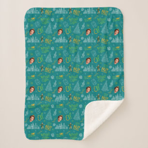 Buddy the Elf Teal Quote Pattern Sherpa Blanket