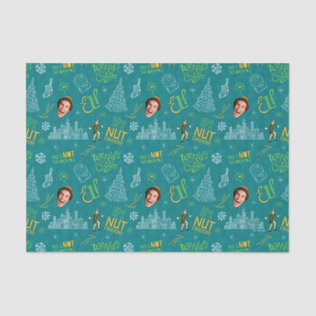 Buddy the Elf Teal Quote Pattern Tissue Paper (Front)